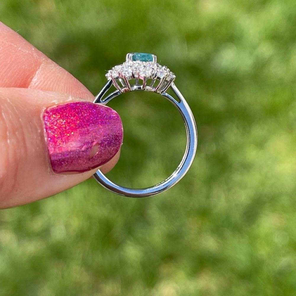 Grandidierite and Moissanite Halo Ring - Picture 4 of 7